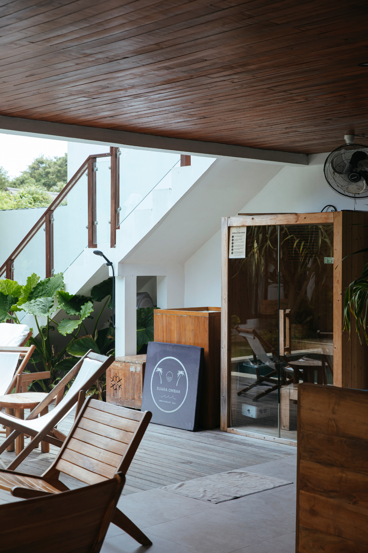 Sauna and ice bath deck at Suara Ombak